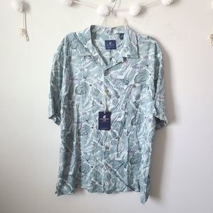 Caribbean Joe Green Tropical Short Sleeve Shirt Size XL